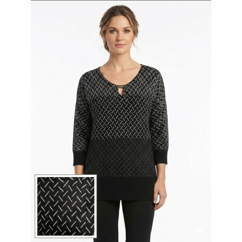 Adrienne Vittadini Geometric Knit Sweater Size L